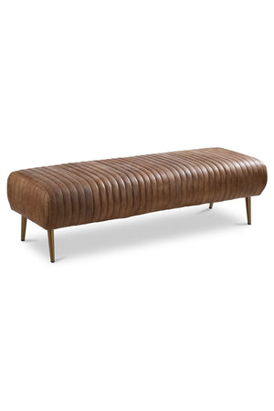 Modern European furniture - Ribbed Brown Leather Bench - www.oroa.com