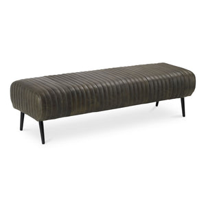 Modern European furniture - Quilted Green Leather Bench - www.oroa.com