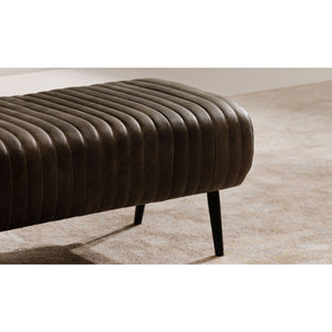 Modern European furniture - Quilted Green Leather Bench - www.oroa.com
