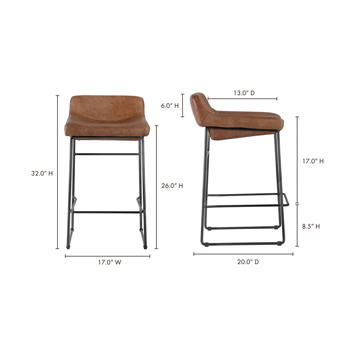 Modern European furniture - Leather Backless Counter Stools (2) - www.oroa.com