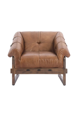 Modern European furniture - Brown Leather Strapped Accent Chair - www.oroa.com
