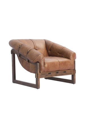 Modern European furniture - Brown Leather Strapped Accent Chair - www.oroa.com