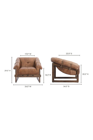 Modern European furniture - Brown Leather Strapped Accent Chair - www.oroa.com