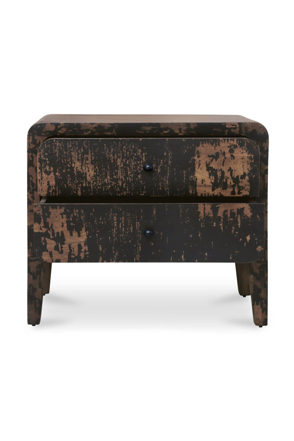 Modern European furniture - Distressed Black 2-Drawer Nightstand - www.oroa.com