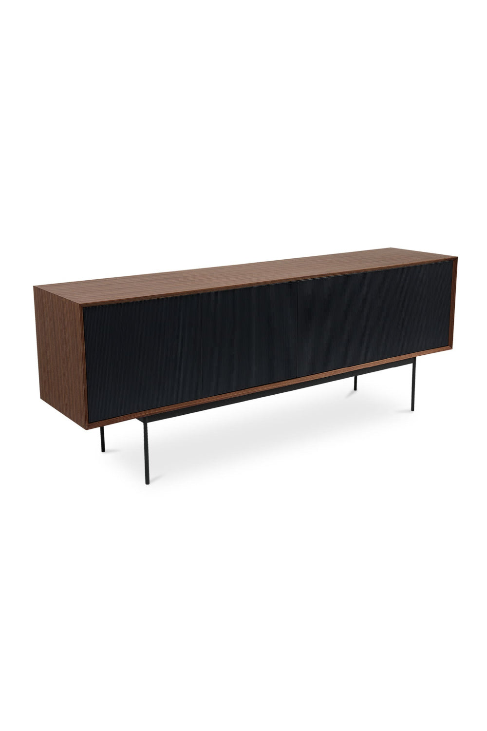 Black Ribbed 4-Door Sideboard | Novi Living Araya | Oroa.com
