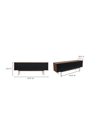 Black Ribbed 4-Door Sideboard | Novi Living Araya | Oroa.com