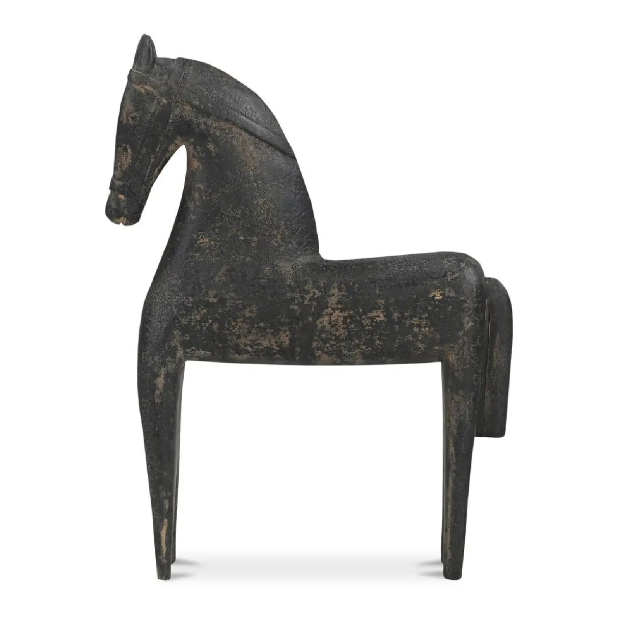 Modern European furniture - Black Wooden Horse Sculpture - www.oroa.com