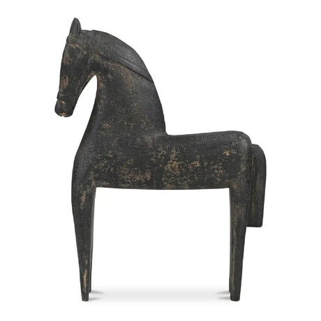 Modern European furniture - Black Wooden Horse Sculpture - www.oroa.com