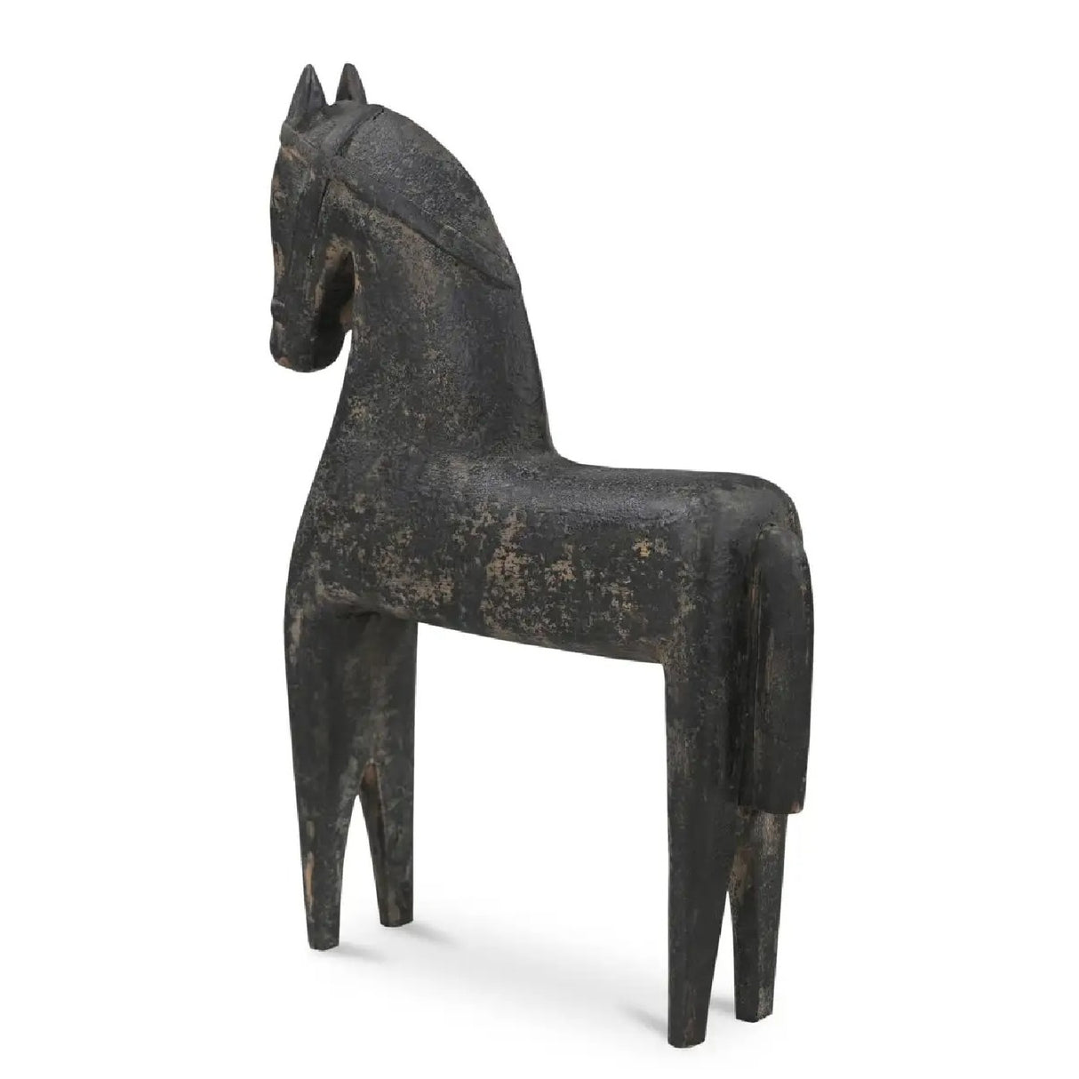 Modern European furniture - Black Wooden Horse Sculpture - www.oroa.com