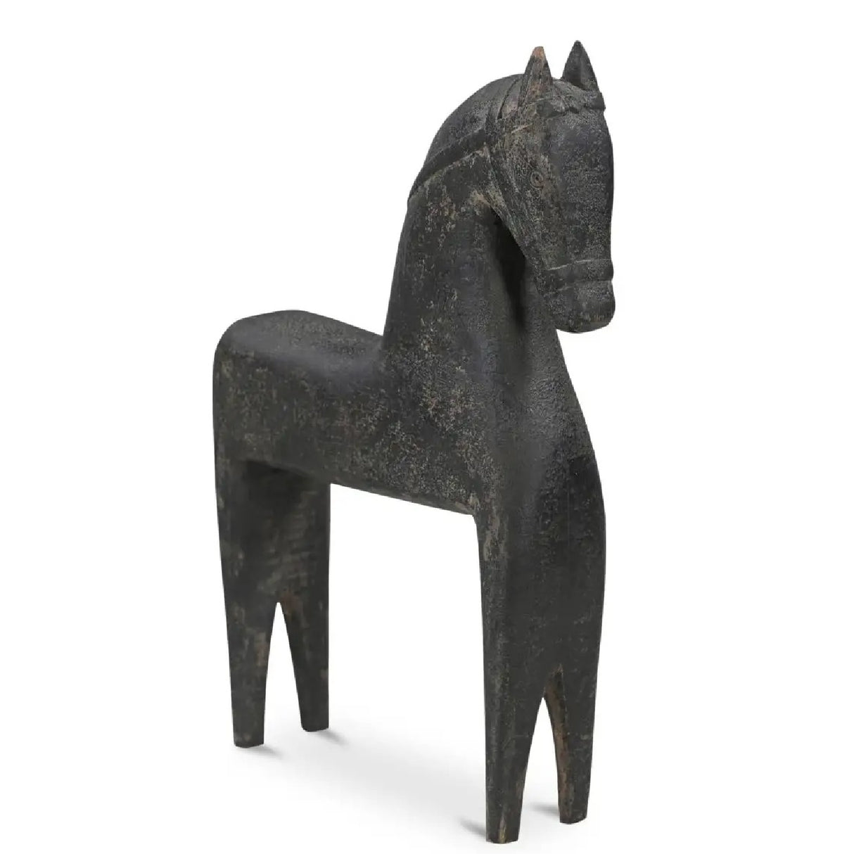 Modern European furniture - Black Wooden Horse Sculpture - www.oroa.com