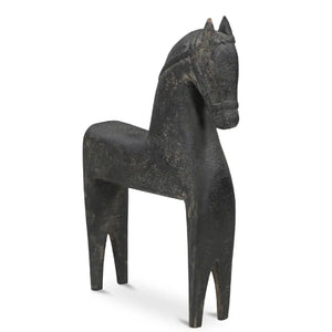Modern European furniture - Black Wooden Horse Sculpture - www.oroa.com