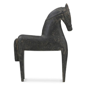 Modern European furniture - Black Wooden Horse Sculpture - www.oroa.com