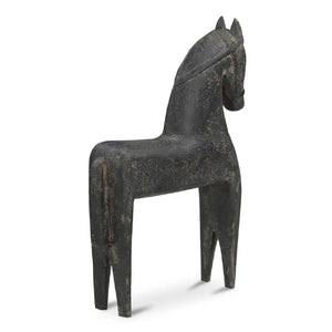Modern European furniture - Black Wooden Horse Sculpture - www.oroa.com
