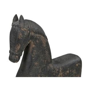 Modern European furniture - Black Wooden Horse Sculpture - www.oroa.com