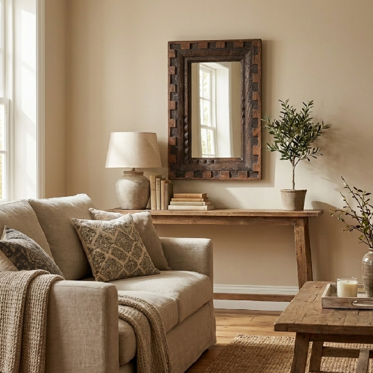   Brown Mango Wood Mirror | Oroa.com