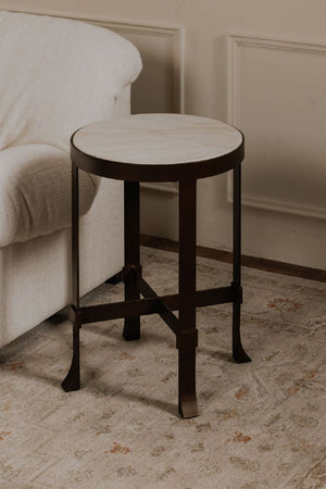   Modern European furniture - Round Travertine Accent Table - www.oroa.com | Oroa.com