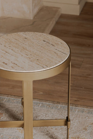   Modern European furniture - Round Travertine Accent Table - www.oroa.com | Oroa.com
