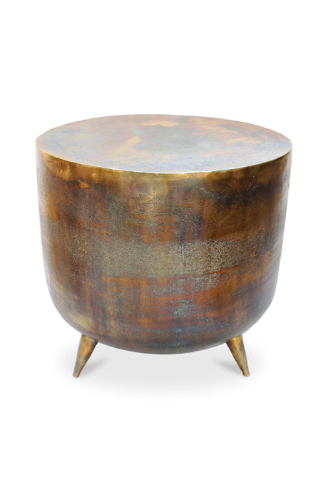 Modern European furniture - Brass Drum-Style Accent Table - www.oroa.com