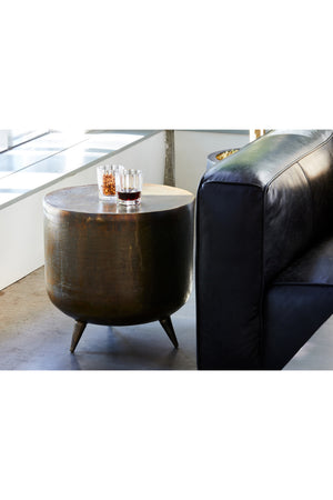 Modern European furniture - Brass Drum-Style Accent Table - www.oroa.com