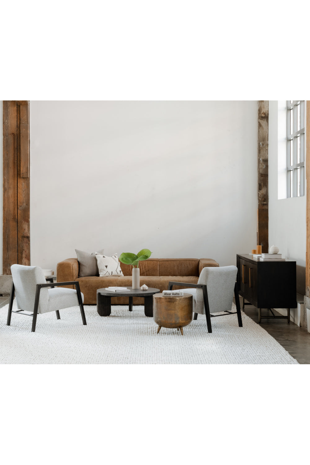 Modern European furniture - Brass Drum-Style Accent Table - www.oroa.com