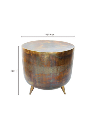 Modern European furniture - Brass Drum-Style Accent Table - www.oroa.com