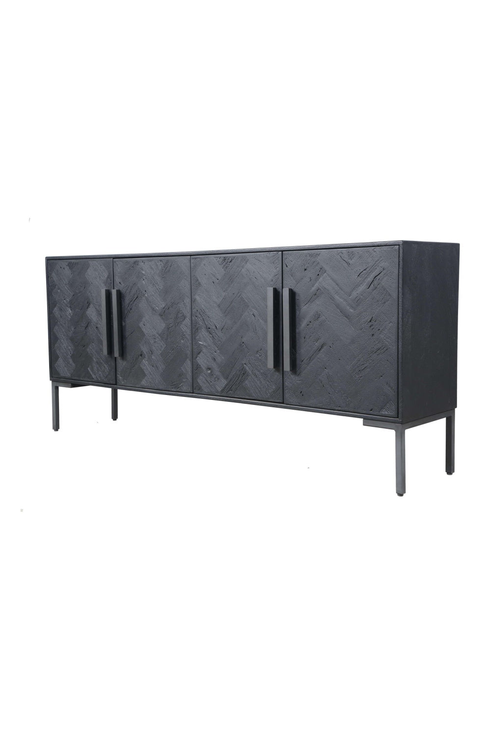 Modern European furniture - Black Herringbone 4-Door Sideboard - www.oroa.com