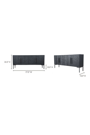 Modern European furniture - Black Herringbone 4-Door Sideboard - www.oroa.com
