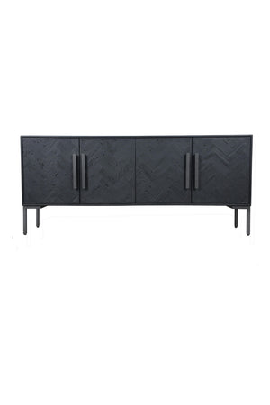 Modern European furniture - Black Herringbone 4-Door Sideboard - www.oroa.com