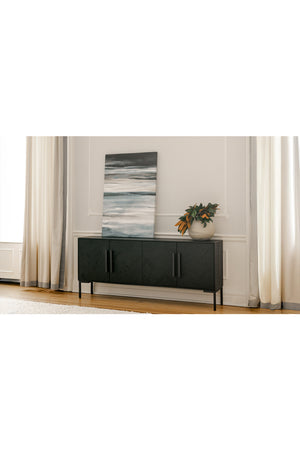 Modern European furniture - Black Herringbone 4-Door Sideboard - www.oroa.com