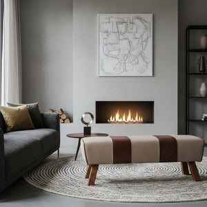 Modern European furniture - Leather And Canvas Bench - www.oroa.com