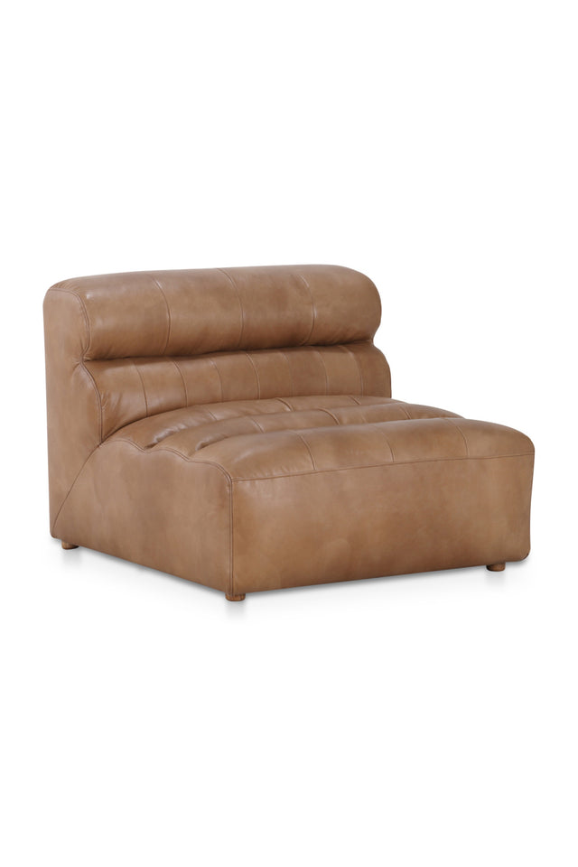 Modern European furniture - Ribbed Tan Leather Slipper Chair - www.oroa.com