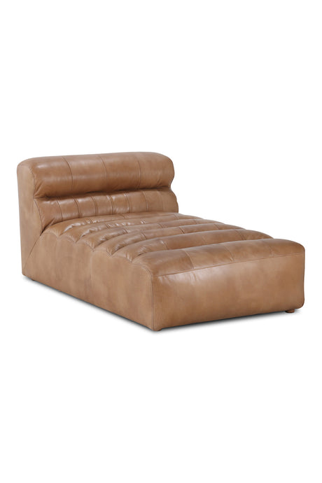 Modern European furniture - Ribbed Tan Leather Chaise Lounge - www.oroa.com