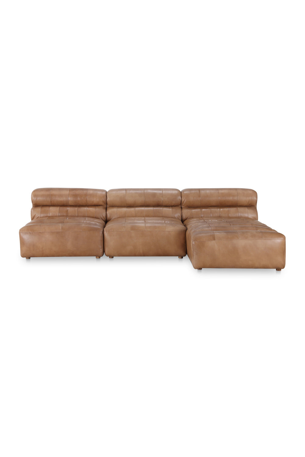 Modern European furniture - Ribbed Tan Leather Sectional Sofa - www.oroa.com
