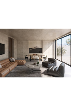 Modern European furniture - Ribbed Tan Leather Sectional Sofa - www.oroa.com