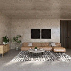   Ribbed Tan Leather Sectional Sofa | Oroa.com