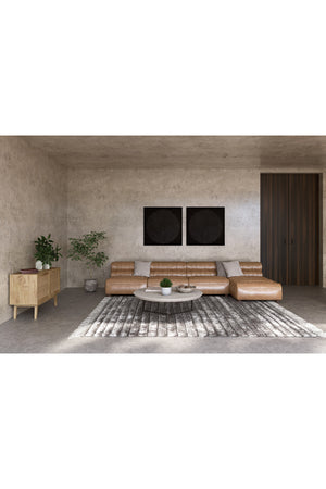 Modern European furniture - Ribbed Tan Leather Sectional Sofa - www.oroa.com