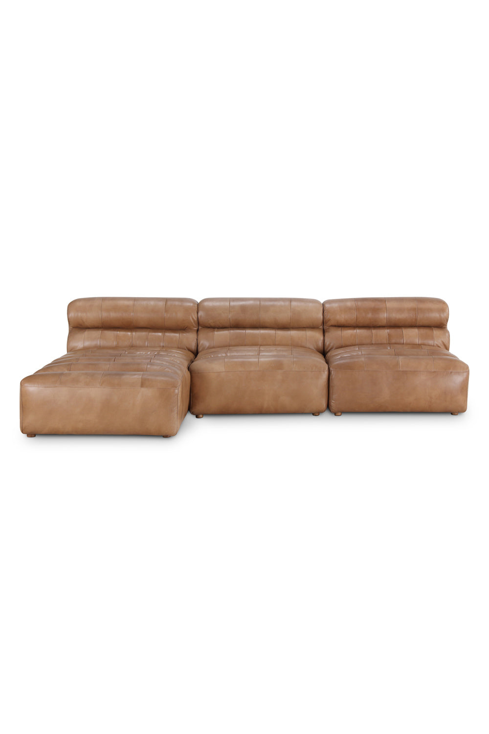 Modern European furniture - Ribbed Tan Leather Sectional Sofa - www.oroa.com