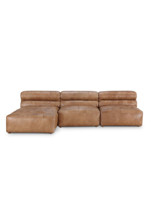 Modern European furniture - Ribbed Tan Leather Sectional Sofa - www.oroa.com