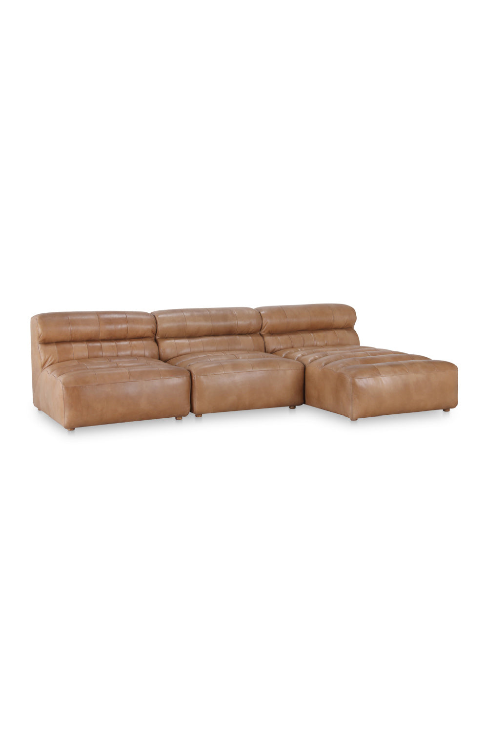 Modern European furniture - Ribbed Tan Leather Sectional Sofa - www.oroa.com