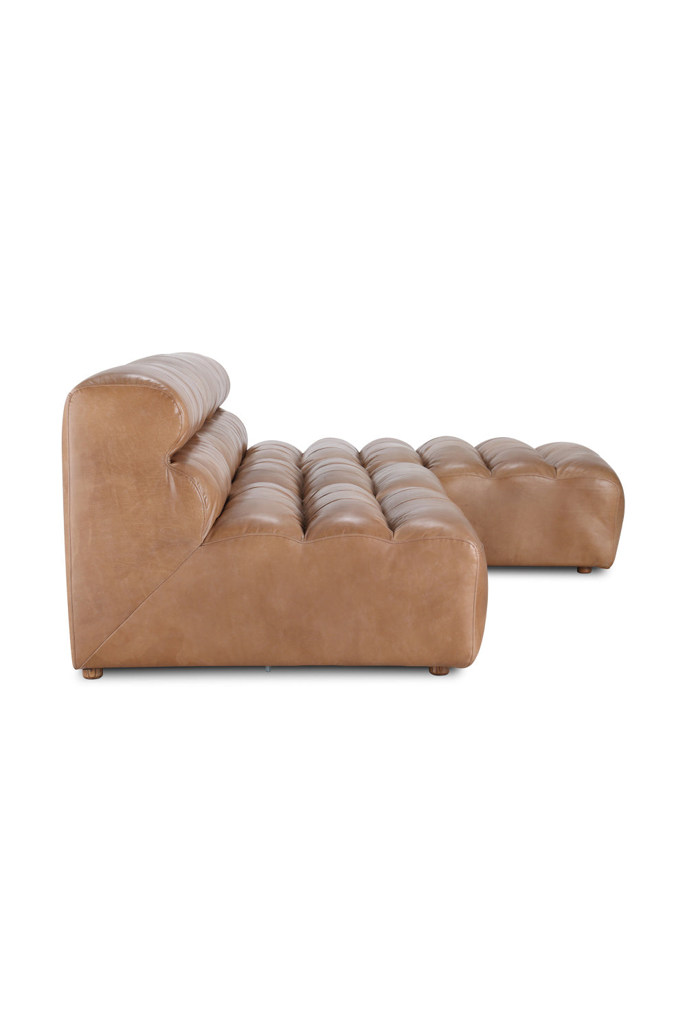 Modern European furniture - Ribbed Tan Leather Sectional Sofa - www.oroa.com