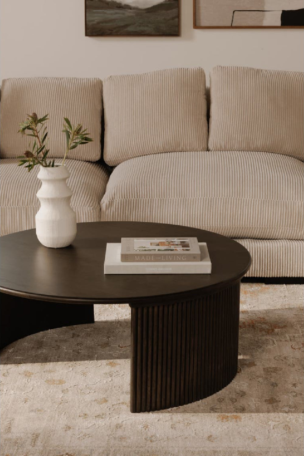 Oak Fluted Base Coffee Table | Novi Living Penny | Oroa.com