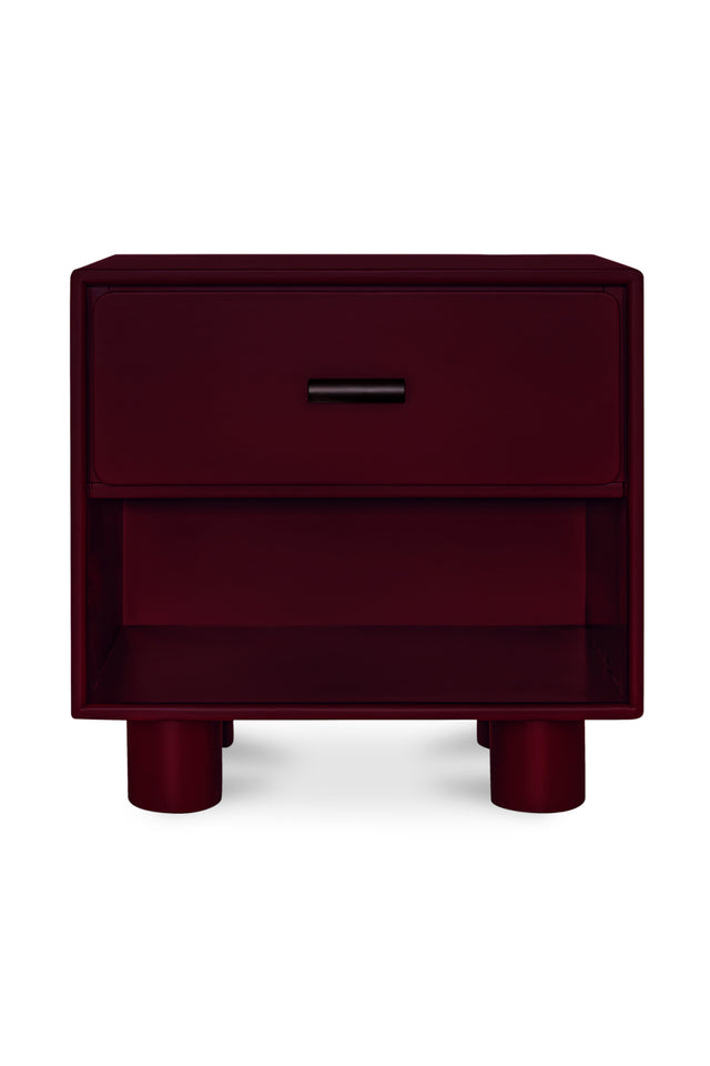 Modern European furniture - Red Wooden 1-Drawer Nightstand - www.oroa.com