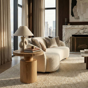 Fluted Round Oak Side Table | Novi Living Leigh | Oroa.com