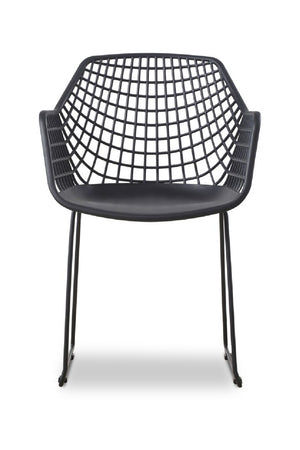 Modern European furniture - Black Perforated Indoor/Outdoor Dining Chairs (2) - www.oroa.com