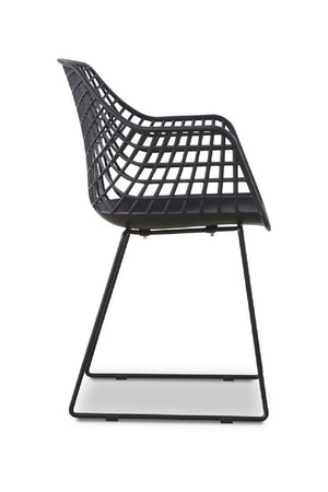 Modern European furniture - Black Perforated Indoor/Outdoor Dining Chairs (2) - www.oroa.com