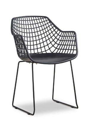 Modern European furniture - Black Perforated Indoor/Outdoor Dining Chairs (2) - www.oroa.com