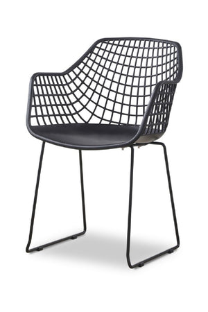 Modern European furniture - Black Perforated Indoor/Outdoor Dining Chairs (2) - www.oroa.com