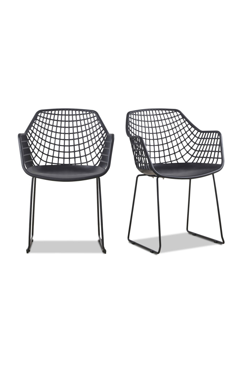 Modern European furniture - Black Perforated Indoor/Outdoor Dining Chairs (2) - www.oroa.com