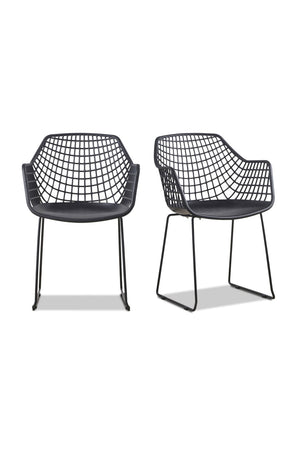 Modern European furniture - Black Perforated Indoor/Outdoor Dining Chairs (2) - www.oroa.com