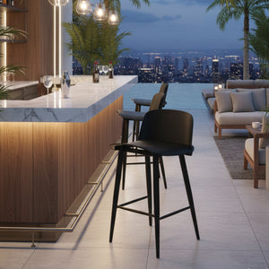 Modern European furniture - Black Indoor/Outdoor Counter Stools (2) - www.oroa.com